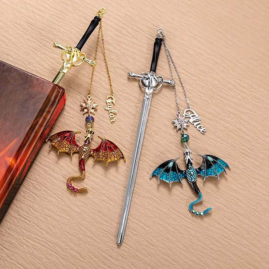 🐉 Your Name on a Fantasy Dragon Sword Bookmark!